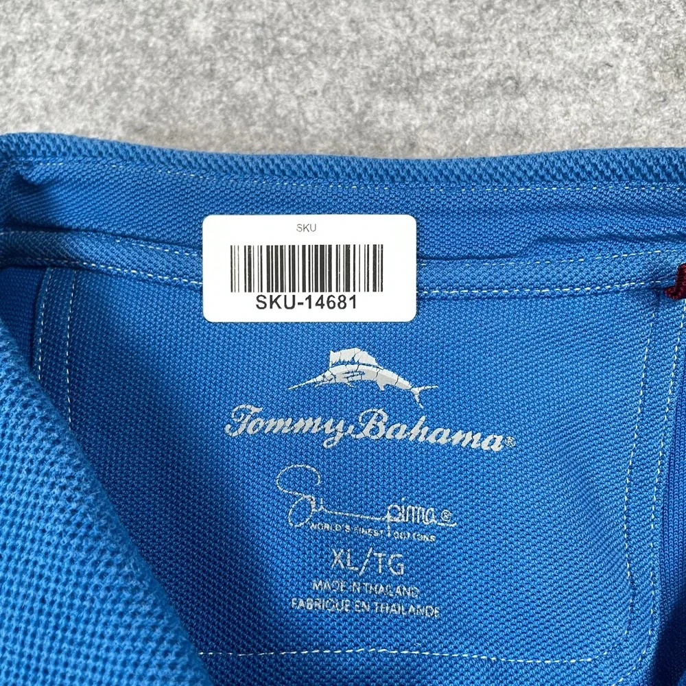 Tommy Bahama Mens Polo Shirt XL Supima Cotton Pique Blue